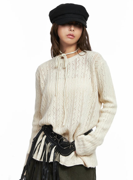 cable-knit-sweater-and-scarf-set-co513 / Light beige