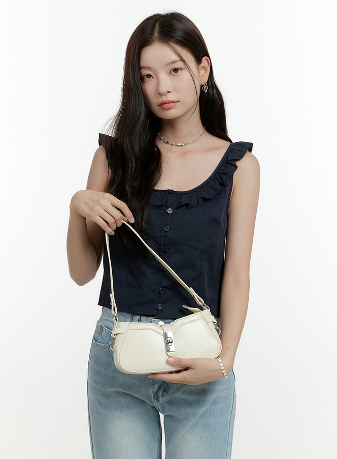 buckle-shoulder-bag-ol430 / Light beige