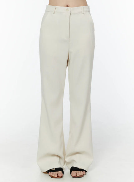 basic-stretch-bootcut-slacks-iu503 / Light beige