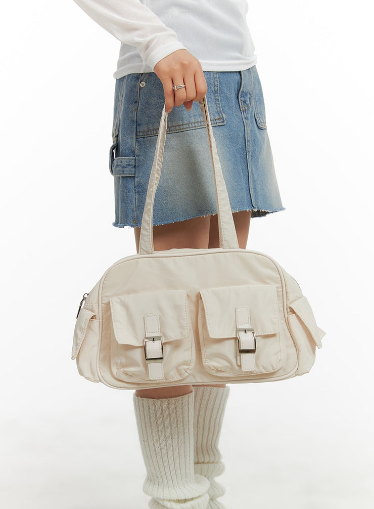 nylon-buckle-shoulder-bag-ca403 / Light beige