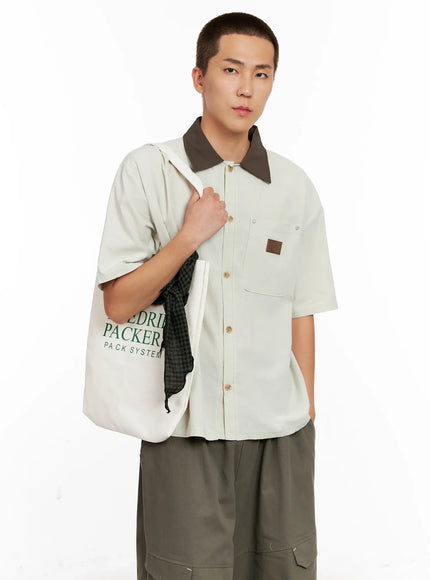 mens-two-tone-button-up-ig511 / Light beige
