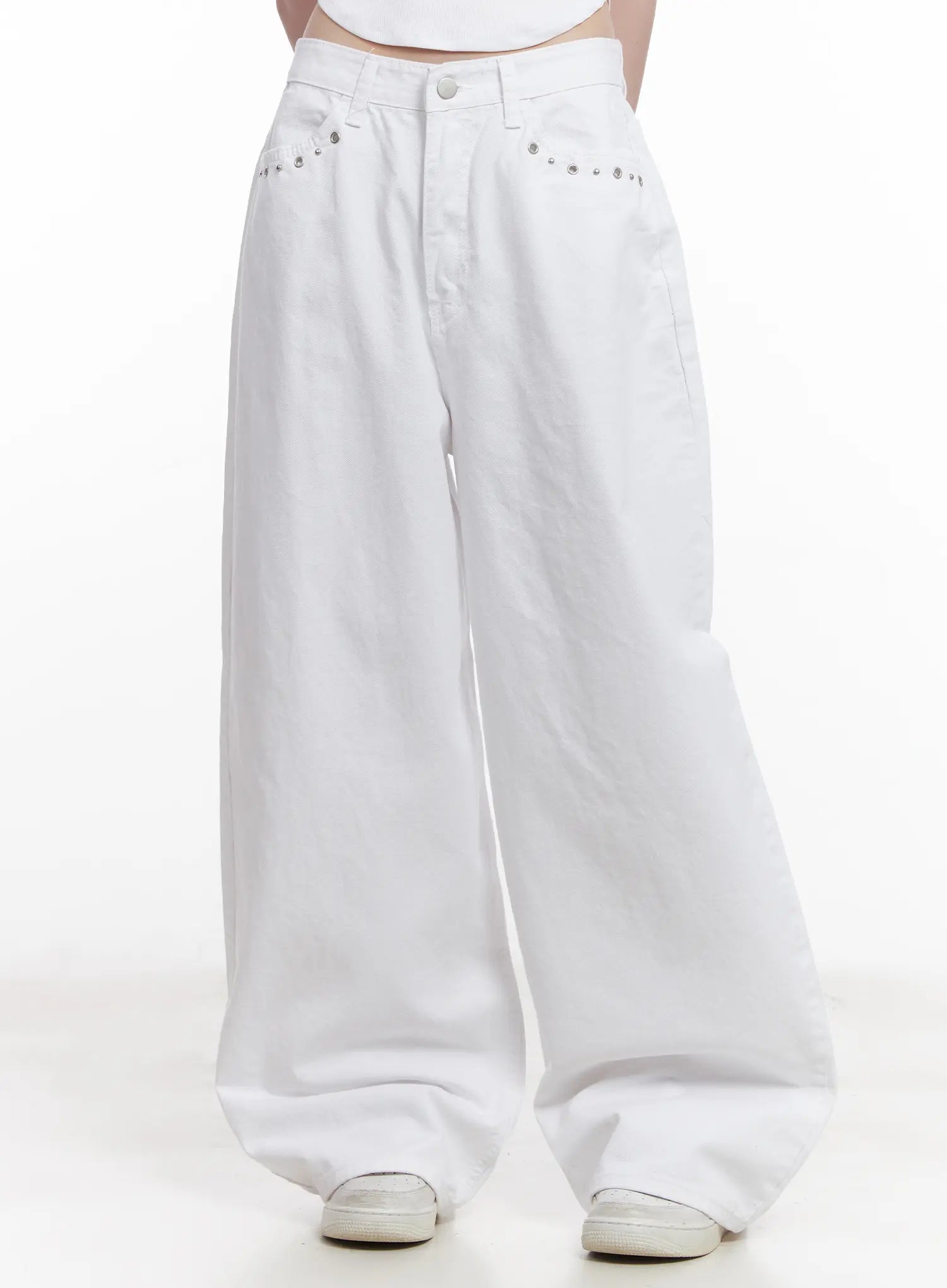 eyelet-wide-fit-pants-cu520 / White