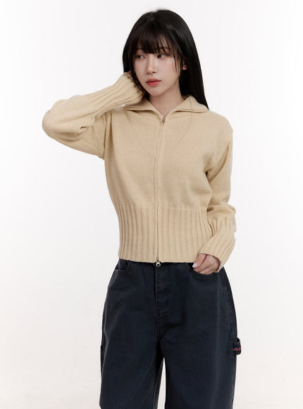 cozy-zip-up-sweater-cardigan-cj531 / Light beige