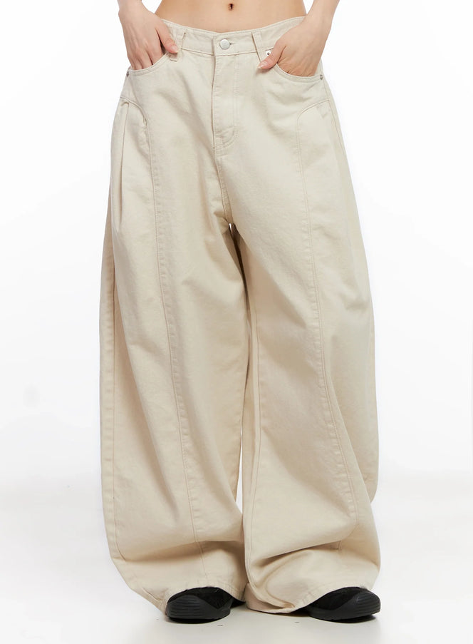 cotton-oversized-wide-leg-pants-ig508 / Light beige