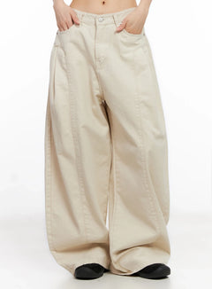 cotton-oversized-wide-leg-pants-ig508 / Light beige