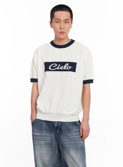 men-s-contrast-knit-t-shirt-iu503 / White