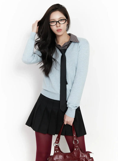 simple-cashmere-v-neck-knit-ij528 / Light blue