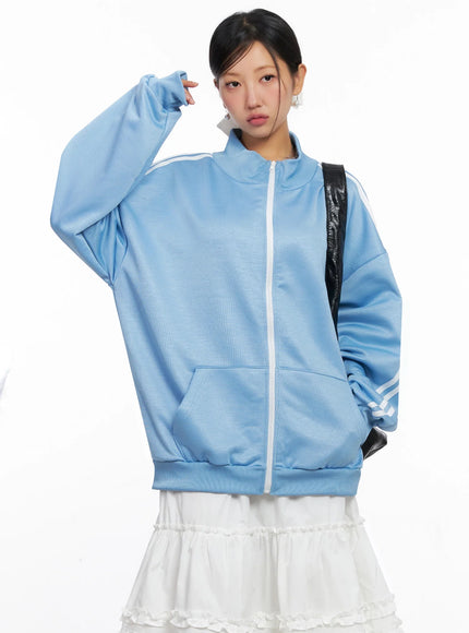 oversized-track-zip-up-jersey-ig527 / Light blue