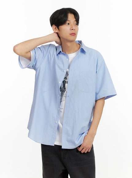 mens-solid-buttoned-shirt-light-blue-iu405 / Light blue