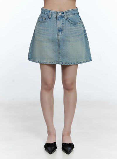 washed-a-line-denim-skirt-cg512 / Light blue