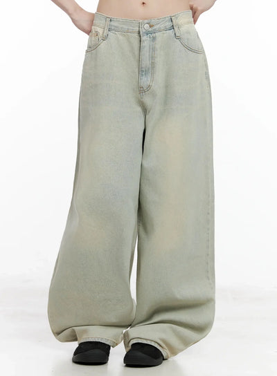 xiaoting-vintage-style-wide-leg-denim-il531 / Light blue