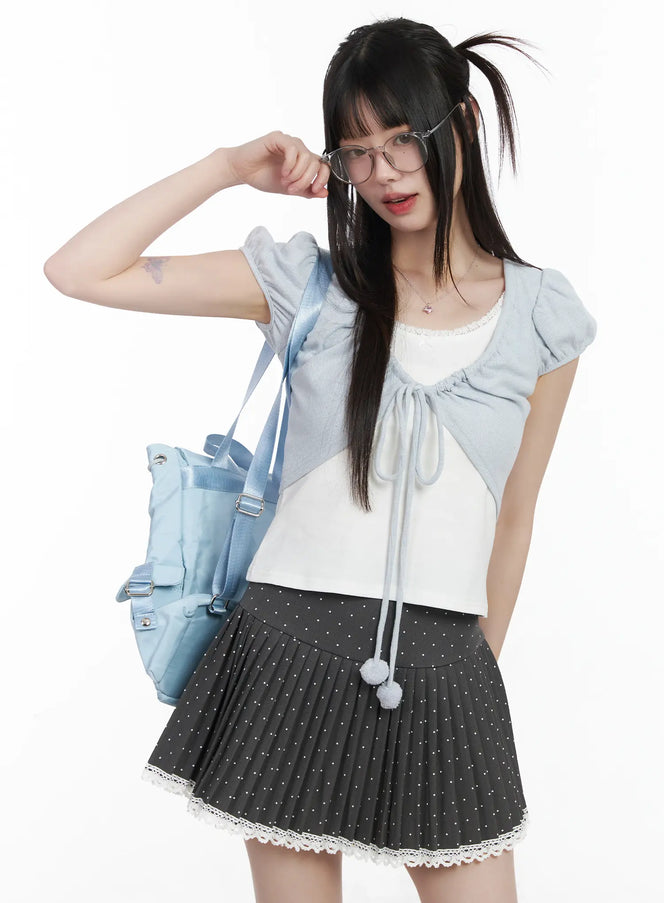 tie-puff-sleeve-top-cm525 / Light blue
