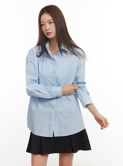 Relaxed-Fit Collared Button-Up Shirt IM514