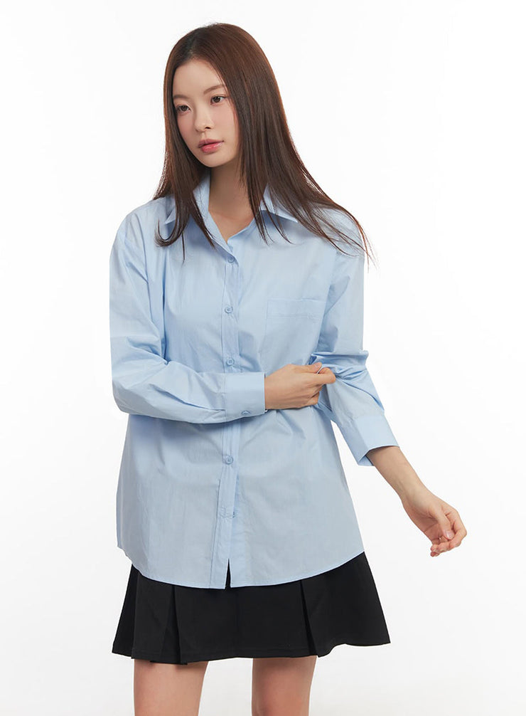 Relaxed-Fit Collared Button-Up Shirt IM514