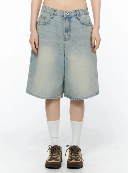 ali-casual-washed-bermuda-shorts-iy525 / Light blue