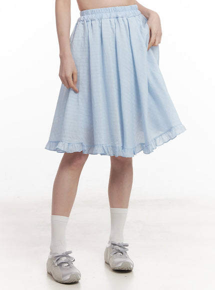 frill-flare-midi-skirt-iy508 / Light blue