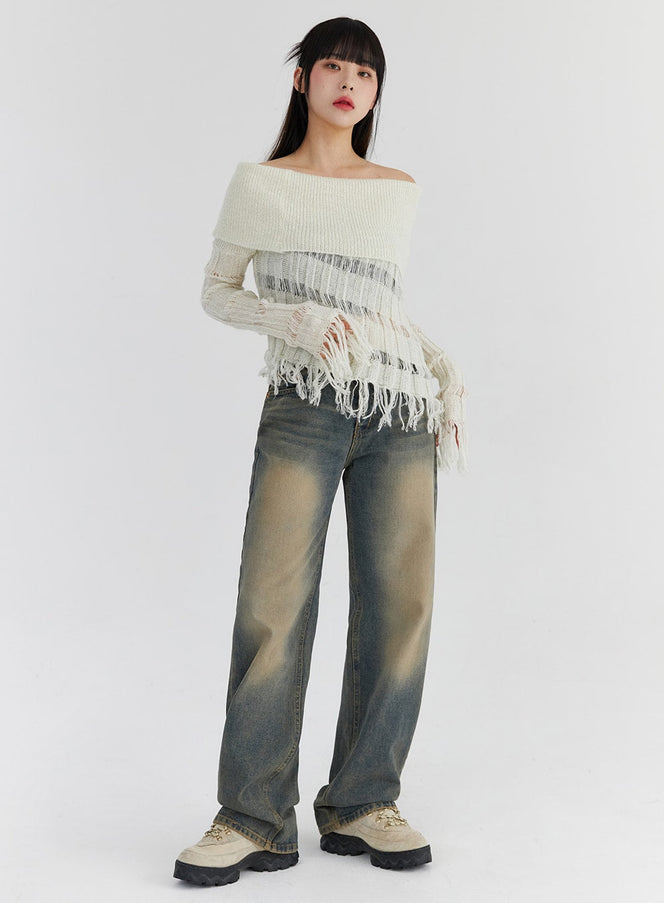 washed-straight-leg-jeans-cs326 / Light blue