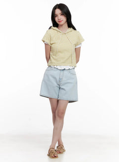 casual-light-wash-denim-shorts-cl516 / Light blue