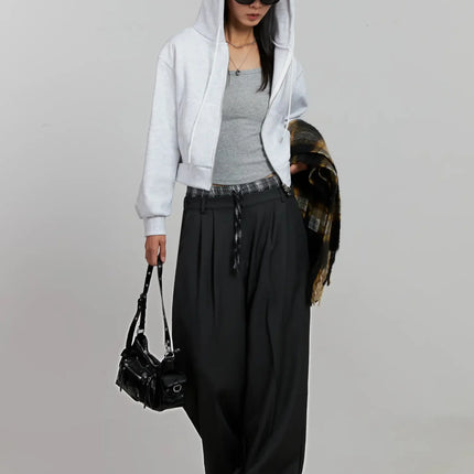 cropped-fleece-zip-up-hoodie-ij502 / Light gray