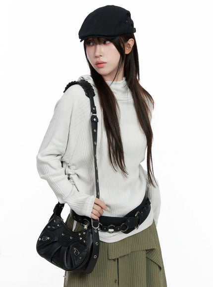 shirred-button-hoodie-co520 / Light gray