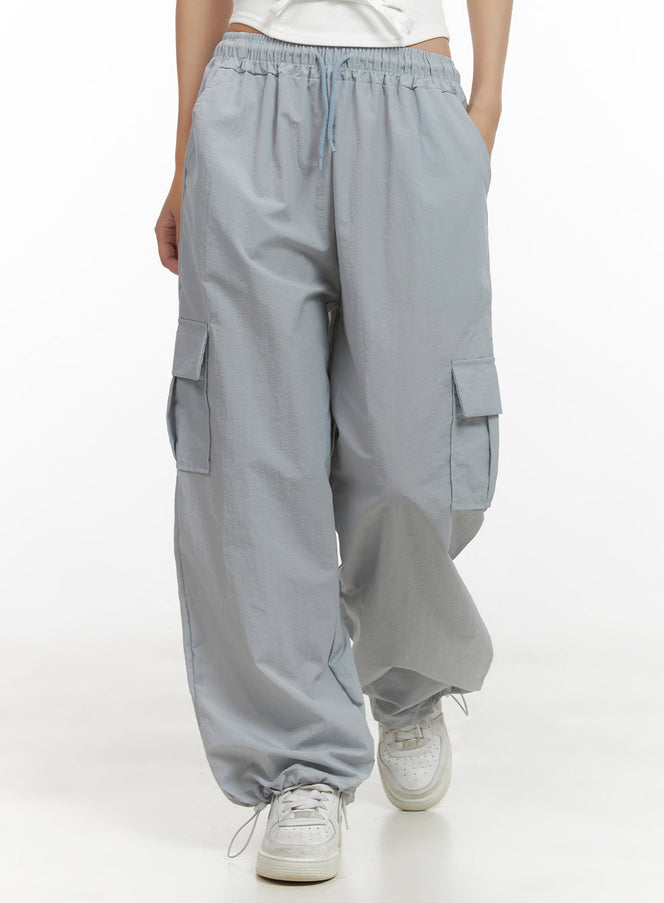 cargo-banded-nylon-pants-cl431 / Light gray