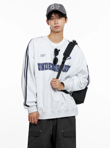 mens-graphic-v-neck-sweatshirt-io516 / Light gray