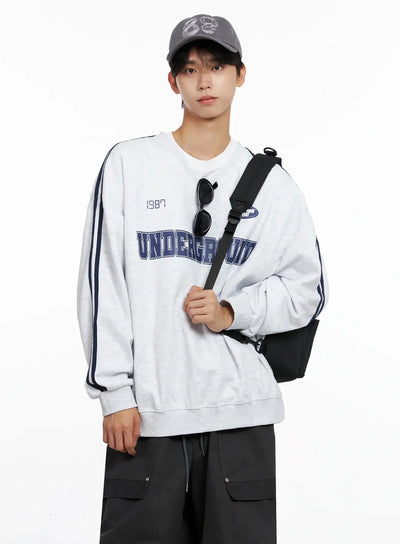 mens-graphic-v-neck-sweatshirt-io516 / Light gray