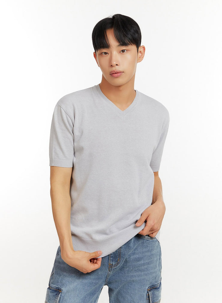 mens-v-neck-sweater-t-shirt-iu426 / Light gray