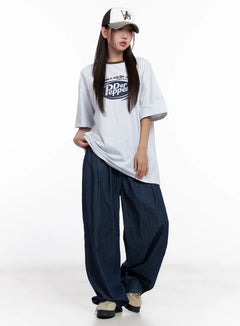 contrast-graphic-oversized-tee-cl518 / Light gray