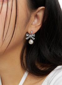 ribbon-drop-earrings-if421 / Light gray