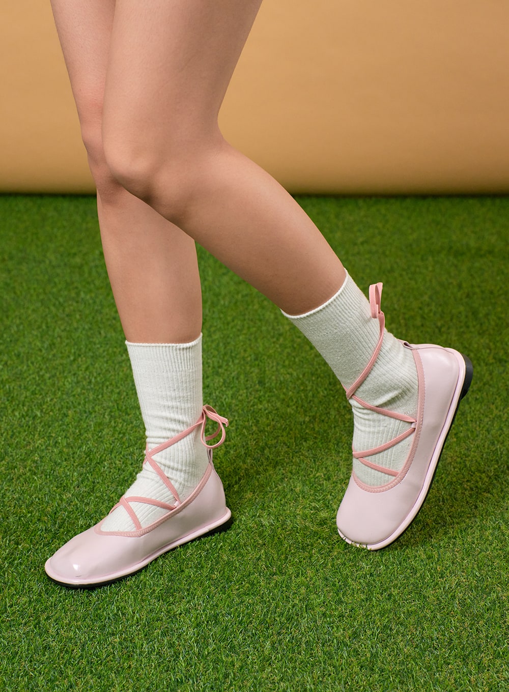 tie-leg-ballet-flats-ij430 / Light pink