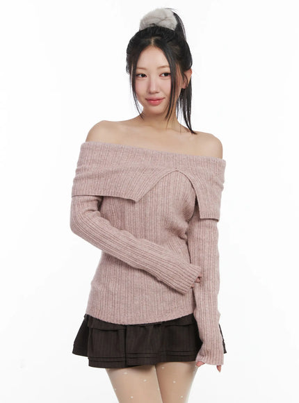 cozy-ribbed-relaxed-neck-knit-top-cd530 / Light pink