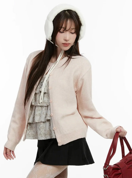 soft-button-up-cardigan-ij516 / Light pink