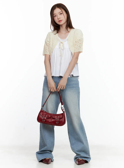 short-sleeve-knit-bolero / Light yellow