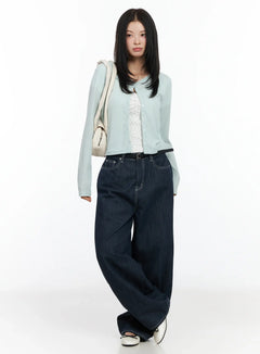 ribbed-v-neck-cardigan-im524 / Mint