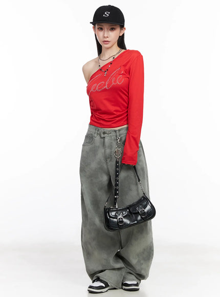 vintage-washed-wide-leg-pants-cm519 / Olive gray