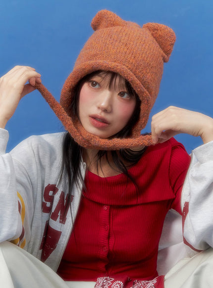 knit-bliss-cat-beanie-io430 / Orange
