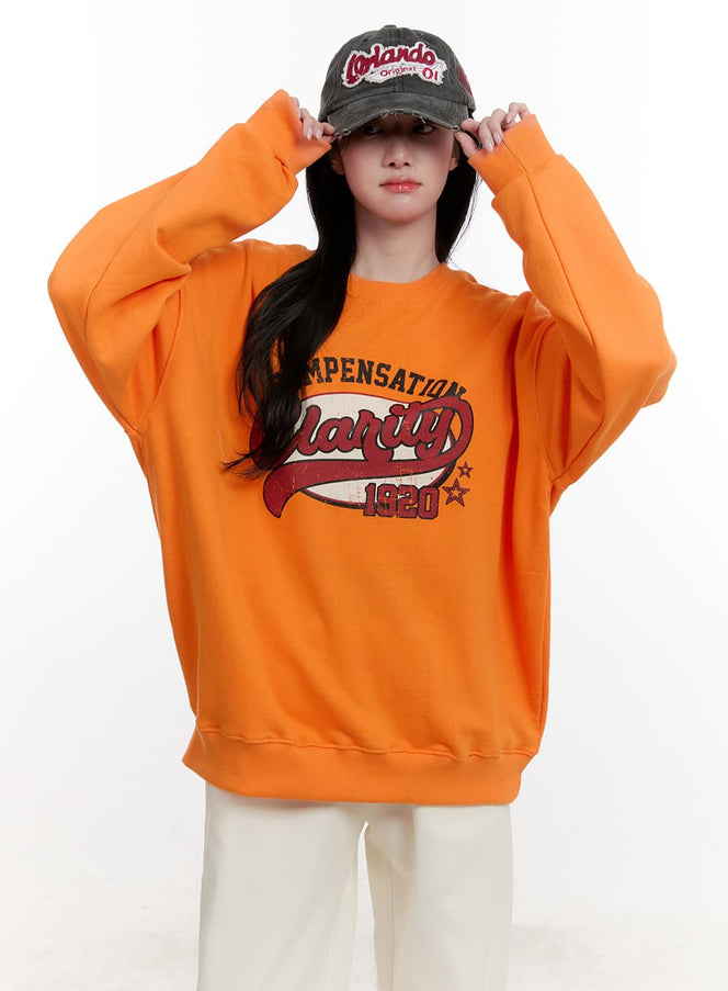 Oversized Long Sleeve Graphic Sweatshirt CF528