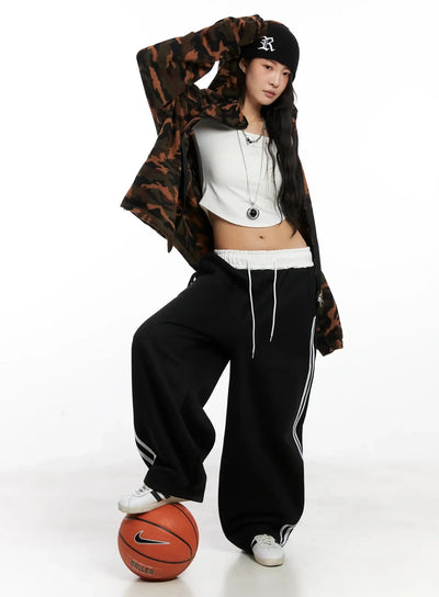 abstract-print-double-zip-fleece-hoodie-in528 / Orange