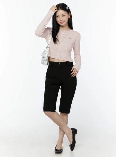 basic-cropped-cardigan-iu505 / Pink