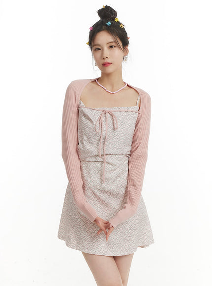 ribbed-knit-bolero-top-of427 / Pink