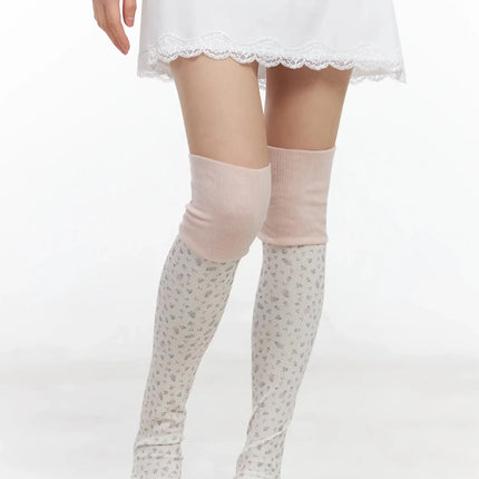 knee-high-flower-leg-warmers-im509 / Pink