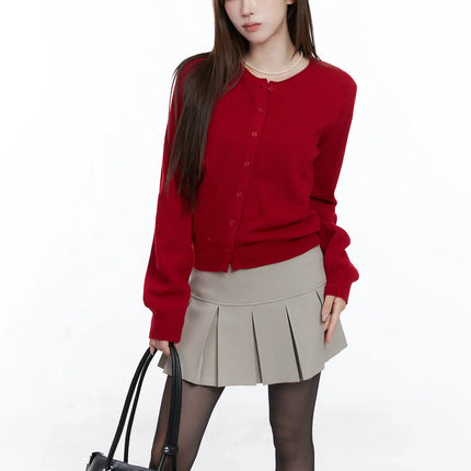 classic-knit-button-up-cardigan-cs501 / Red