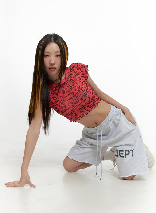 lettering-love-crop-top-og406 / Red