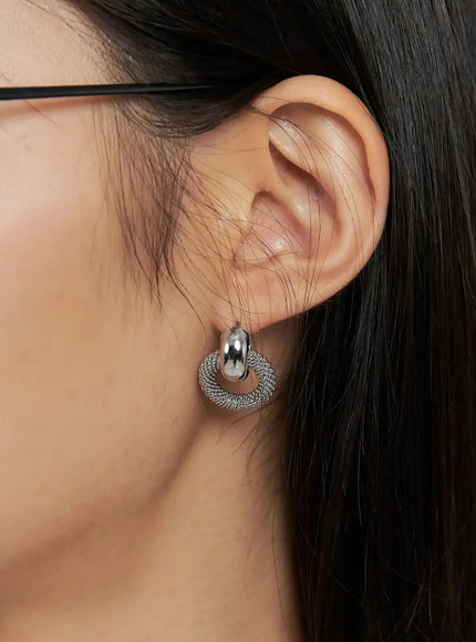 dual-layer-earrings-is515 / Silver