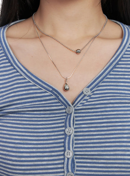 layered-bead-necklace-cd530 / Silver