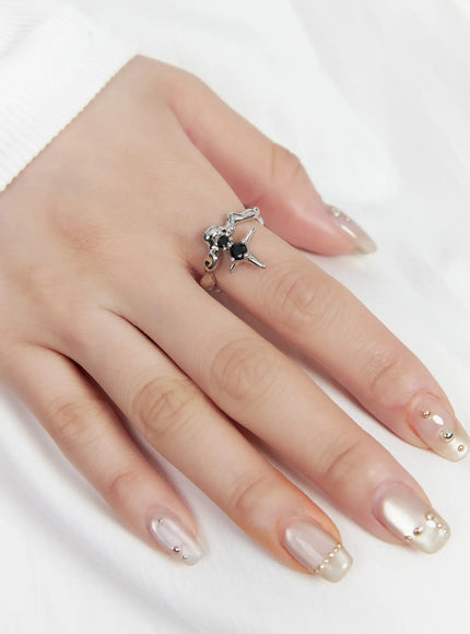 gothic-cross-black-cubic-ring-cf525 / Silver