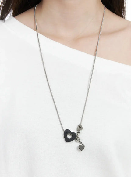 heart-pendent-long-necklace-id529 / Silver
