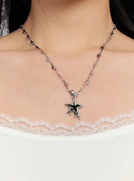 melted-star-necklace-if526 / Silver