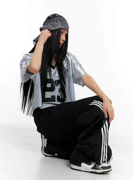 glossy-v-neck-cropped-jersey-cl529 / Silver